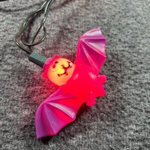 Vintage Noma Purple Witch Halloween Lights String Blow Mold WORKING one missing